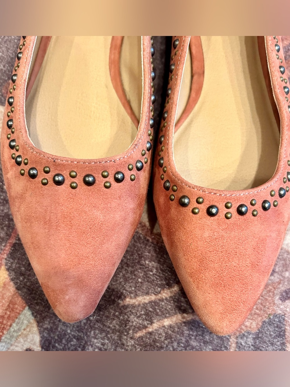Joe’s Jeans Pink Suede Flats Women Size 8 Metal Studs Detail - Picture 6 of 7